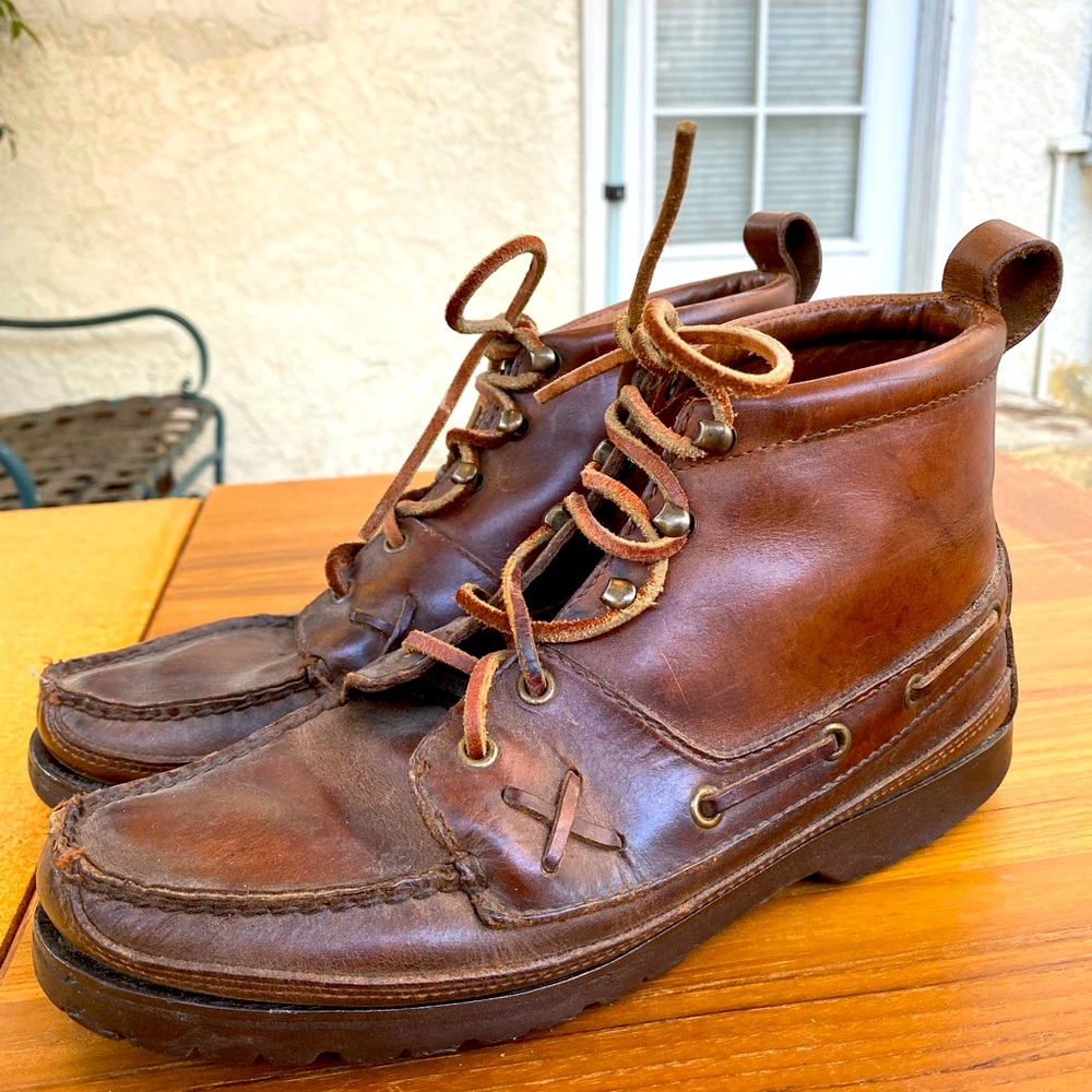 Ralph Lauren Brown Leather Moc Toe Ankle Boots US 7.5